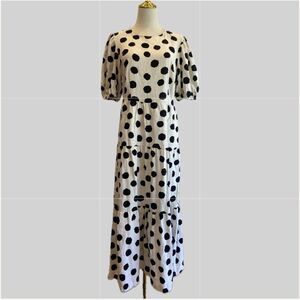 Who What Wear NWOT Black and Cream Polka Dot Maxi Dress S